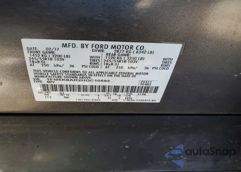 2017 Ford Explorer Police Interceptor z USA, uszkodzony, nr VIN 1FM5K8AR2HGC10593